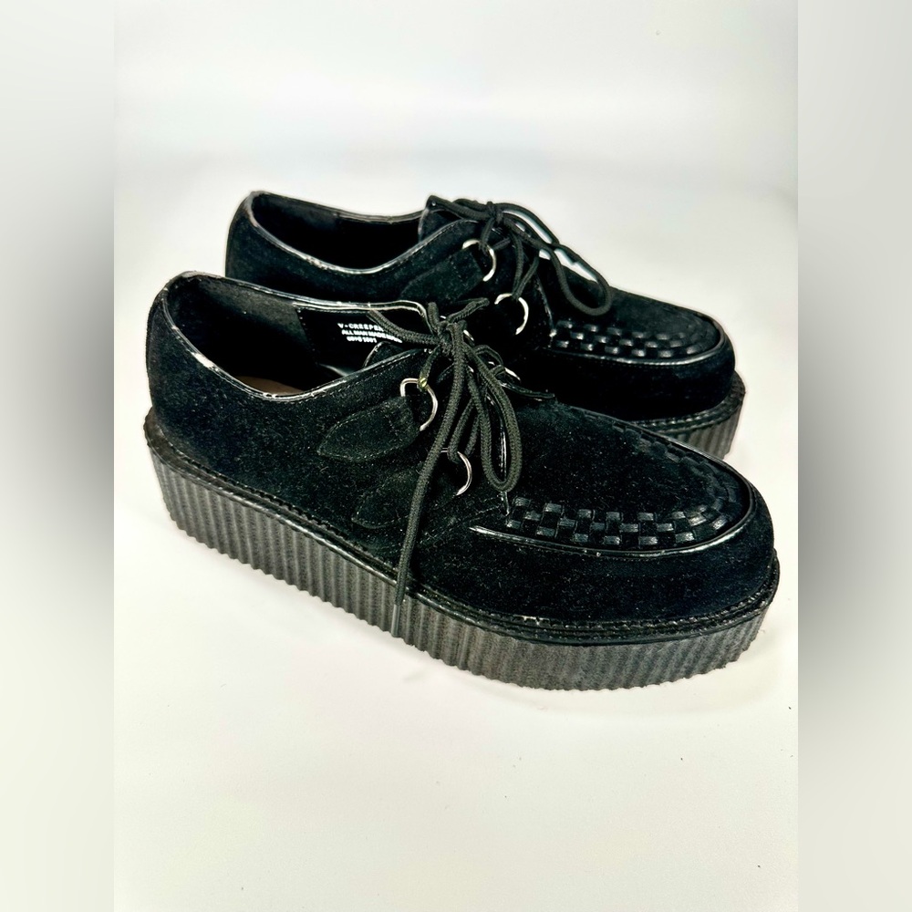 DEMONIA Black Vegan faux Suede Men’s V Creeper 502s  Loafer Unisex